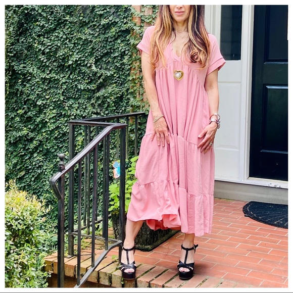 MADE IN ITALY FABULOUS V TIERED MAXI DRESS - Picture 4 of 7